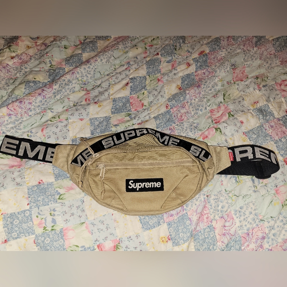Supreme Beige Belt Bag with Black Accents